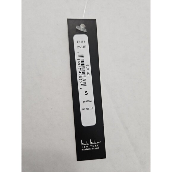 Nicole Miller Black Dress Gold Chain Straps A Line Size S Nwt - Picture 9 of 10